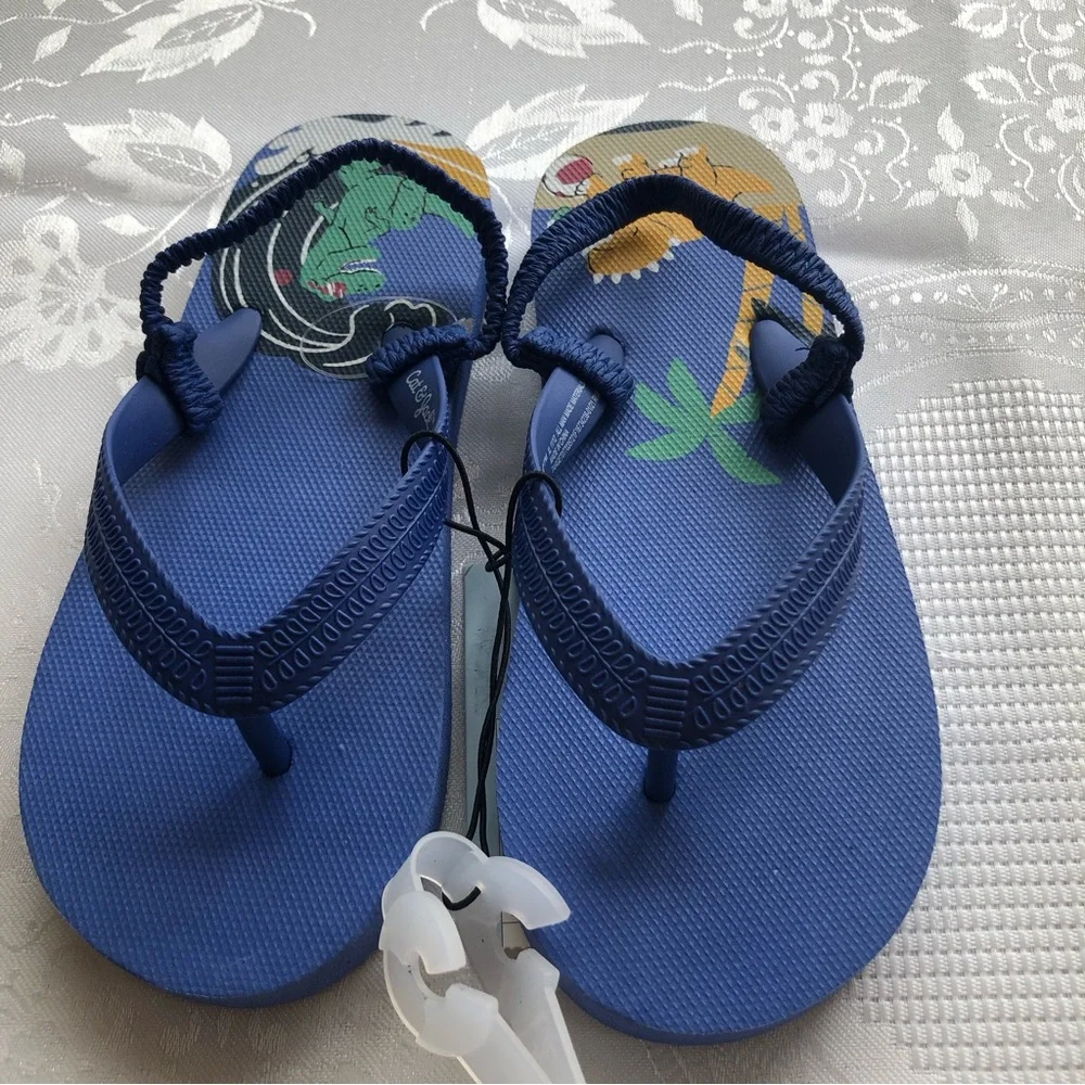 Cat & Jack Toddlers Boys Size XL (11/12) Navy Blue Flip Flops Shoes NWT Sandals